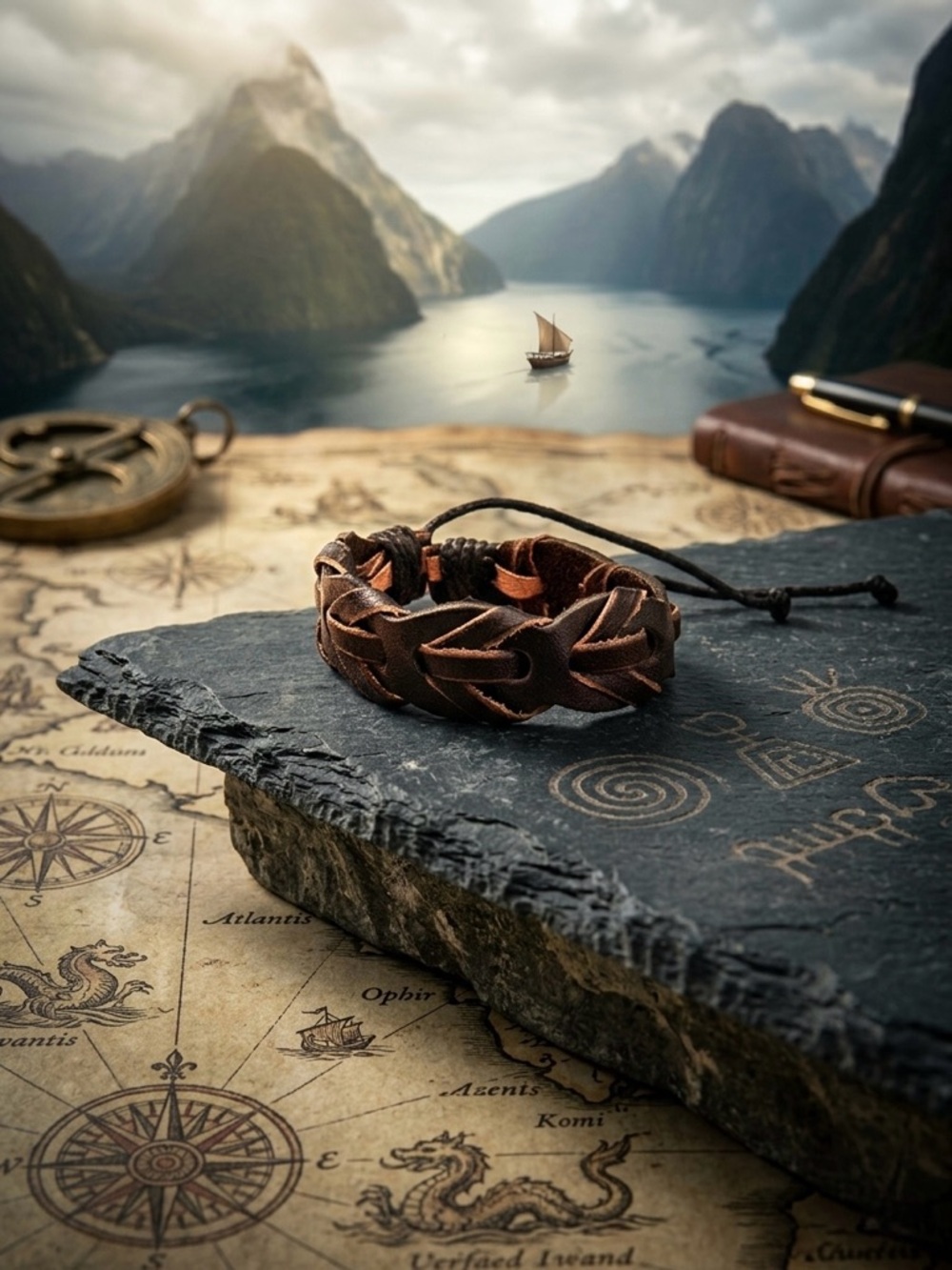 Hand Crafted Brown Braided Leather Bracelet